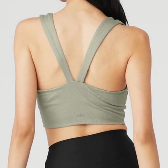 ALO Yoga Ribbed crop tank with built in Bra in light sage green. Size small - Picture 6 of 16